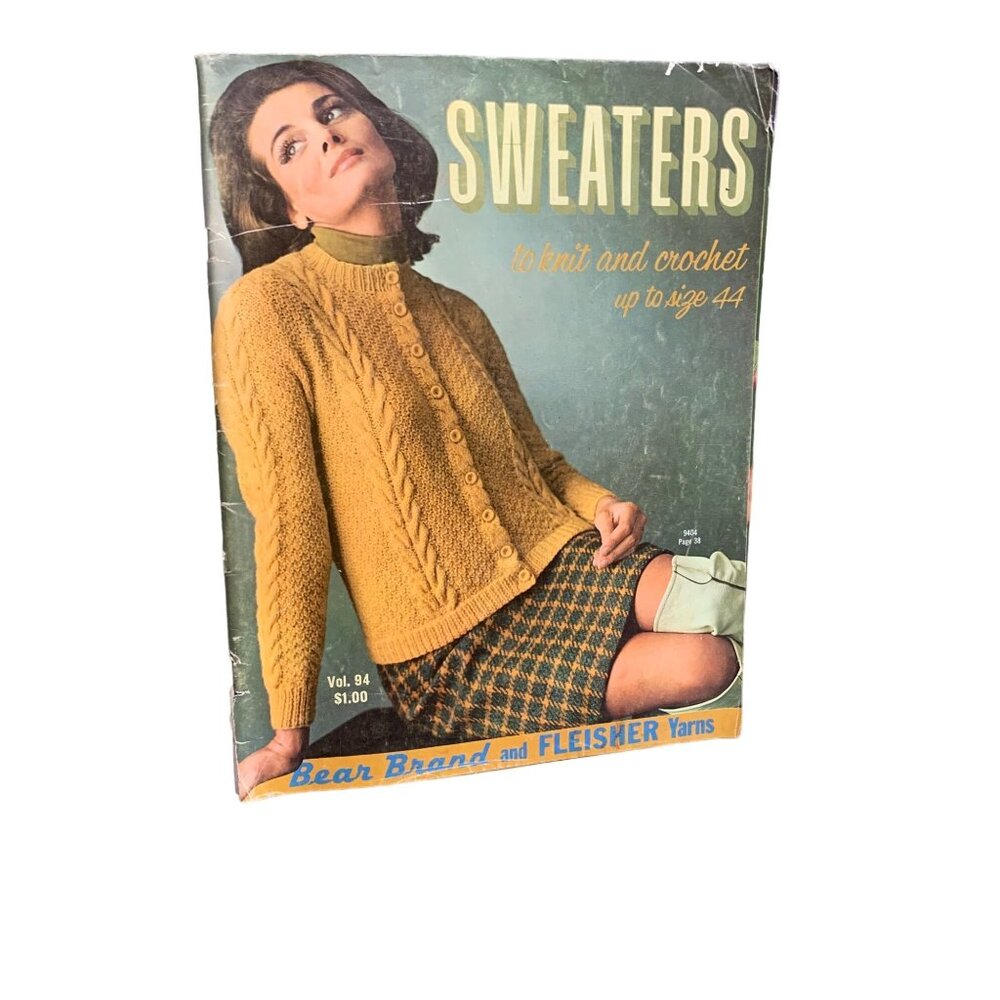 Vintage 1960s Bear Brand & Fleisher Yarns Sweater Pattern Booklet Vol. 94